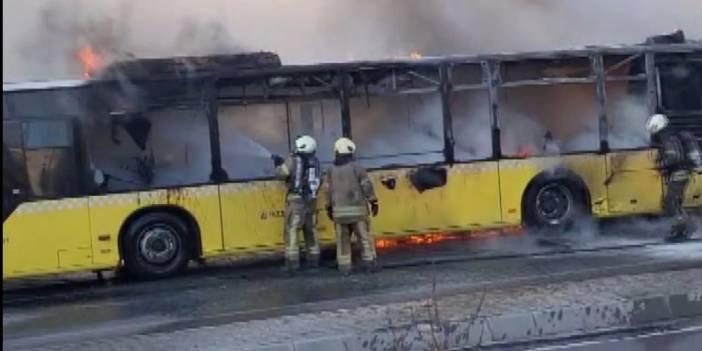 Ümraniye'de İETT otobüsü yandı!