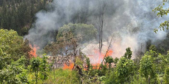 Köylü seferber oldu ama yangını söndüremedi: Bir ailenin evi küle döndü