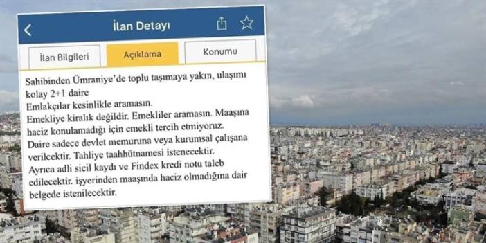 "Emekliye kiralık değildir" ilanına ceza