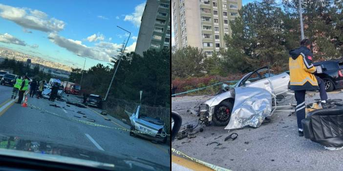 Feci kazada otomobillerden biri ikiye ayrıldı: 1 ölü