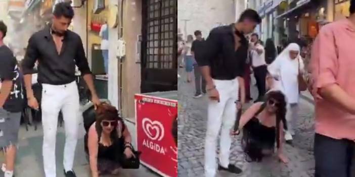Boynuna tasma taktığı kadını sokakta gezdirdi! İkisi de gözaltına alındı