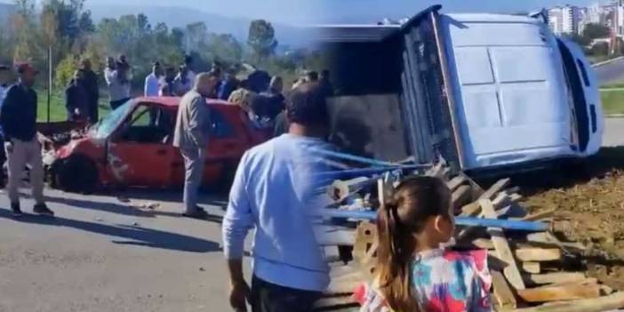 Samsun’da korkutan kaza: Kamyonet ile otomobil çarpıştı