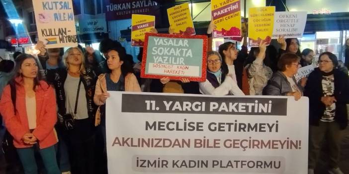 İzmir’de 11. Yargı Paketi protesto edildi: Hayatlarımız sizin ahlak tanımınızdan daha değerli
