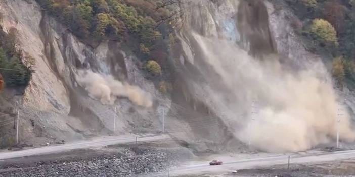 Düzce’de heyelan felaketi! Araç faciadan kıl payı kurtuldu