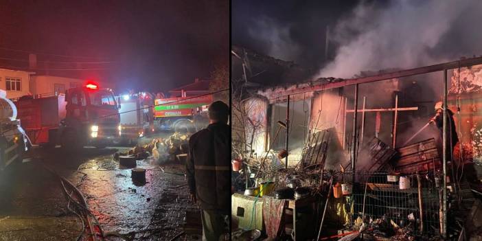 Çiftlikte korkutan yangın: Kısa sürede büyüdü 1 ev 2 biçerdöver ve 2 otomobil kül oldu