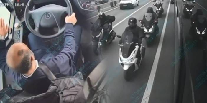 Lodos İstanbul’u esir aldı! Motosikletlilere İETT otobüsü siper oldu