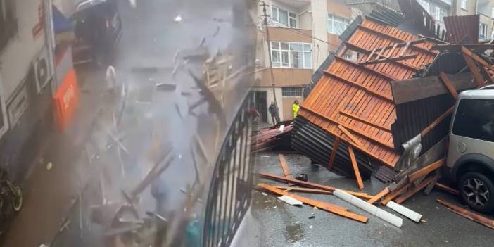 Fırtına kabusunda göz gözü görmedi! Üzerine uçan çatıdan kıl payı kurtuldu