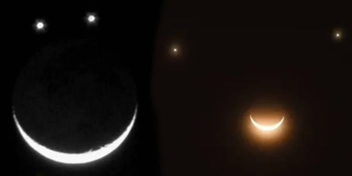 Gökyüzü gülüyor! Ay Satürn ve Neptün'den nadir şov