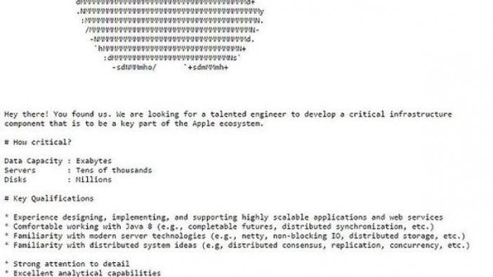 Apple'in iş ilanını bir kişi görebildi