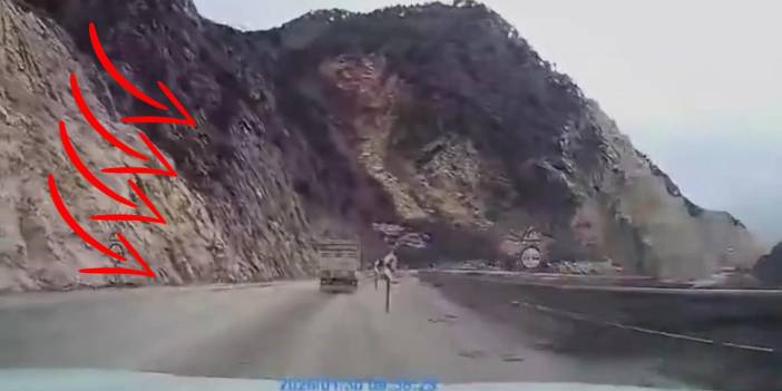 Dağdan kopup üstüne düşen kayayı saniye saniye kaydetti