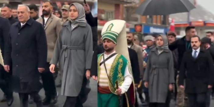 Şimdi de Tercan Kaymakamı... Koruma polisine şemsiye taşıttı