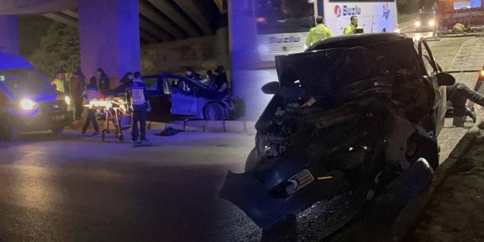 Önce refüje ardından beton bloğa çarpan otomobilde can verdi!