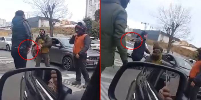 Şehir eşkıyası trafikte dehşet saçtı! Yol verme kavgasında aracından inip motosikletliye silah çekti