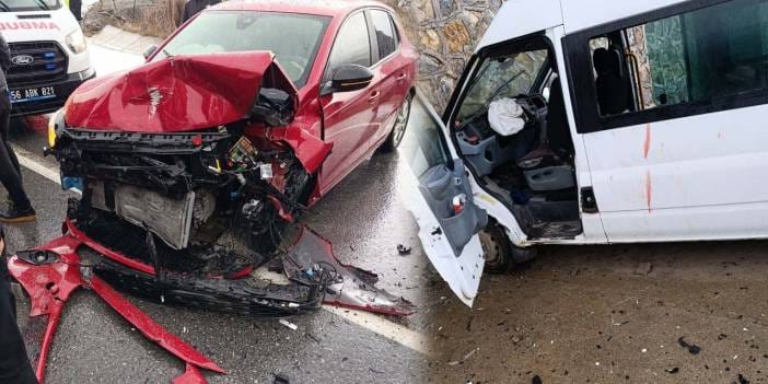 Siirt'te öğrenci servisi ile otomobil kafa kafaya girdi: Yaralılar var!