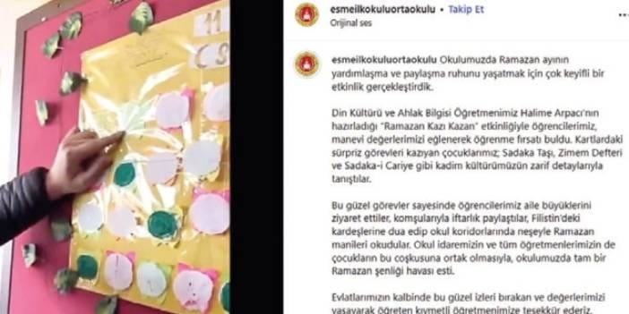 İlkokulda ‘Ramazan Kazı Kazan’ etkinliği tepkisi: Adı dahi başlı başına sorun