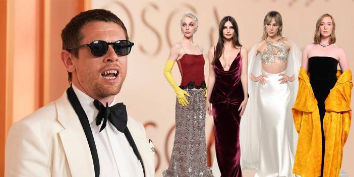 Oscar gecesine damga vurdular! Kırmızı halıya vampir dişleriyle çıktı