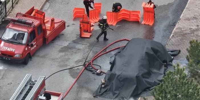 Elektrikli araç yangınına battaniyeli müdahale