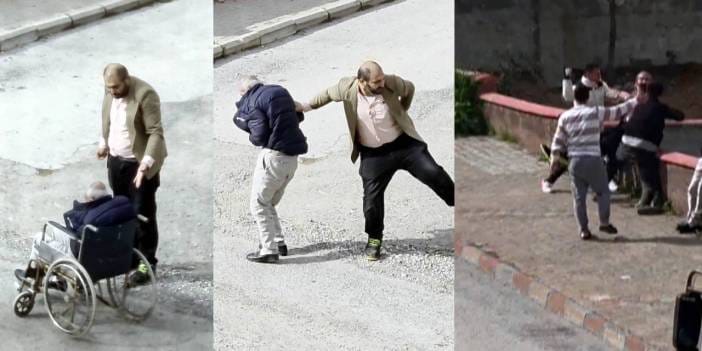 Tekerlekli sandalyedeki babasına zulmeden adama meydan dayağı