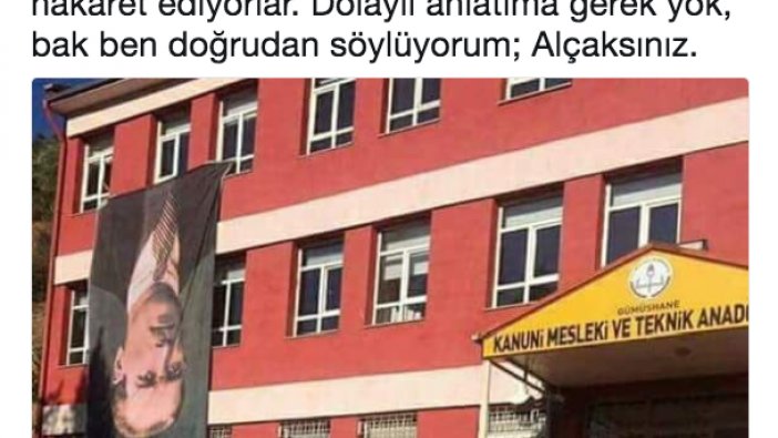 Gümüşhane de okulda Atatürk bayrağını ters astılar: "Doğrudan söylüyorum; Alçaksınız."