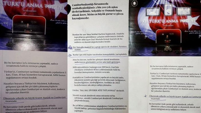 Erdoğan'ın 'En büyük ticaret Atatürk ticaretidir' dediği konuşma okullara dağıtıldı