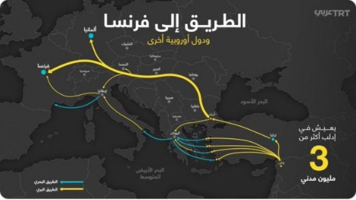 TRT Arapça'dan mülteciler için Avrupa'ya gidiş haritası