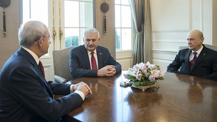 Başbakan Yıldırım, CHP lideri Kılıçdaroğlu ve MHP lideri Bahçeli bir araya geldi