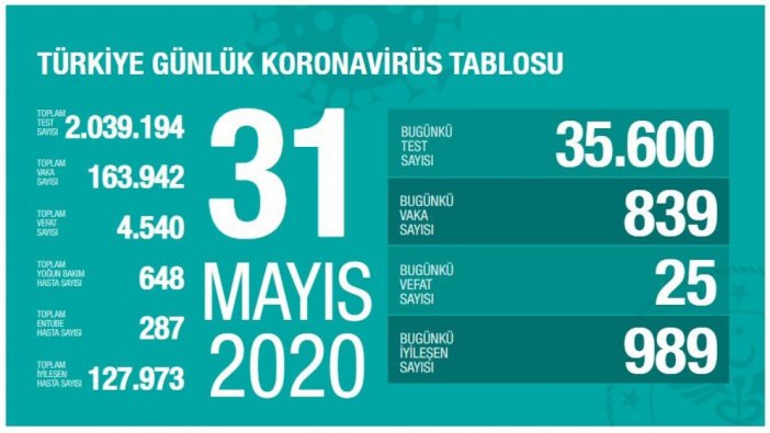 Türkiye'de koronavirüs: 25 kişi daha hayatını kaybetti, 839 yeni tanı kondu