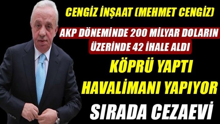 Yine ihale, yine Cengiz İnşaat