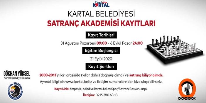 Kartal Belediyesi Satranç Akademisi yeni üyelerini bekliyor