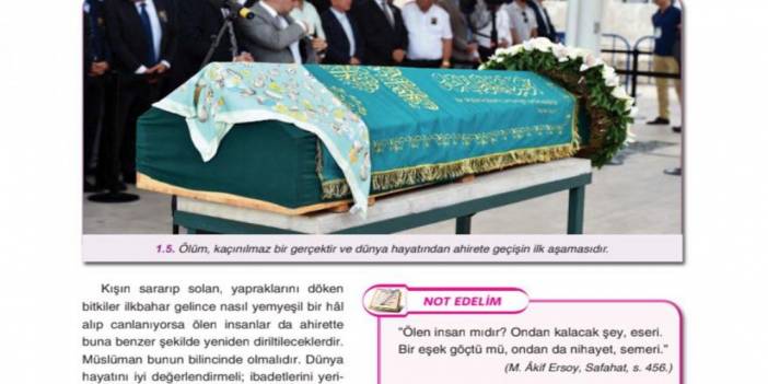 11. sınıf 'Din' kitabında ayrıntılı kefenleme, cenaze ve tabut fotoğrafları yer aldı