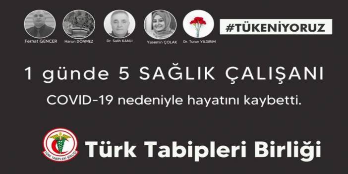 TTB, 5 sağlık çalışanının hayatını kaybettiğini duyurdu: Tükeniyoruz