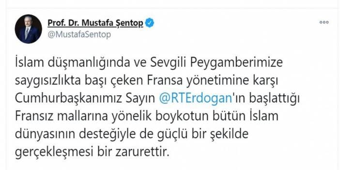 Şentop boykota destek verdi