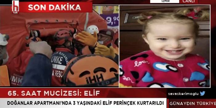 Üç yaşındaki Elif 65 saat sonra kurtarıldı