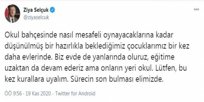 Bakan Selçuk: Lütfen, bu kez kurallara uyalım