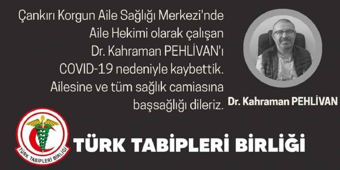 Bir doktor daha koronavirüs nedeniyle hayatını kaybetti