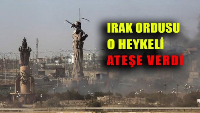 Kerkük havalimanı yakınındaki peşmerge heykeli ateşe verildi