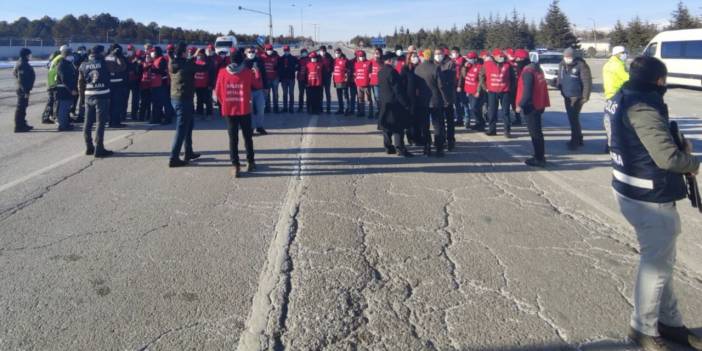 Ankara'ya yürüyen işçilere polis engeli