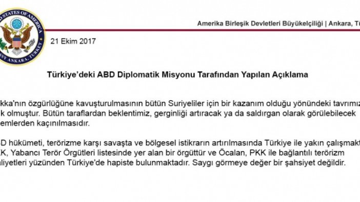 ABD'den Abdullah Öcalan açıklaması