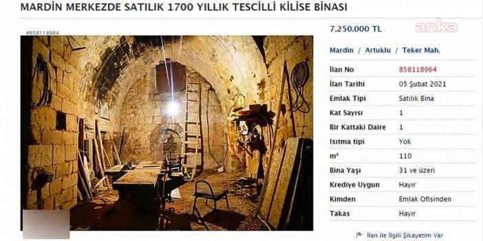 Mardin'deki Süryani kilisesi internetten satışa çıkarıldı