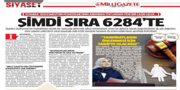 Milli Gazete: Şimdi sıra 6284'te