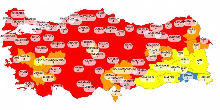 Koca'nın paylaştığı yeni risk haritasında sadece 23 il kırmızı değil!