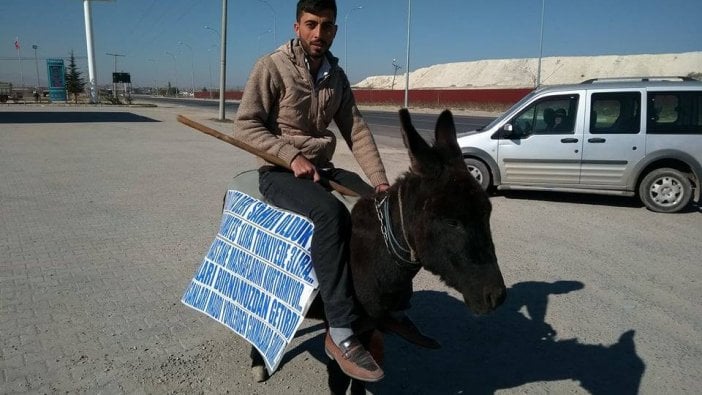 Benzine zam gelince vatandaş çareyi eşeğe binmekte buldu!