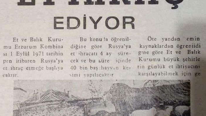 Erzurum'dan Rusya'ya et ihracatı: 1971'deki gazete küpürü nereden nereye dedirtti...