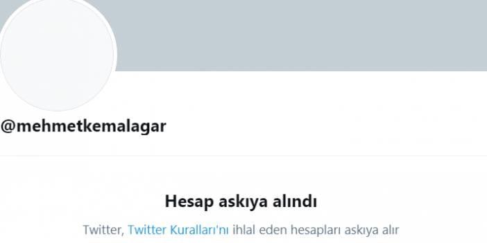 Twitter, 'Mehmet Kemal Ağar' isimli hesabı askıya aldı