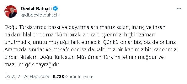 Bahçeli: Rabia Kadir'in, Türkiye ziyaretinin önündeki engellerin kaldırılması dileğimdir