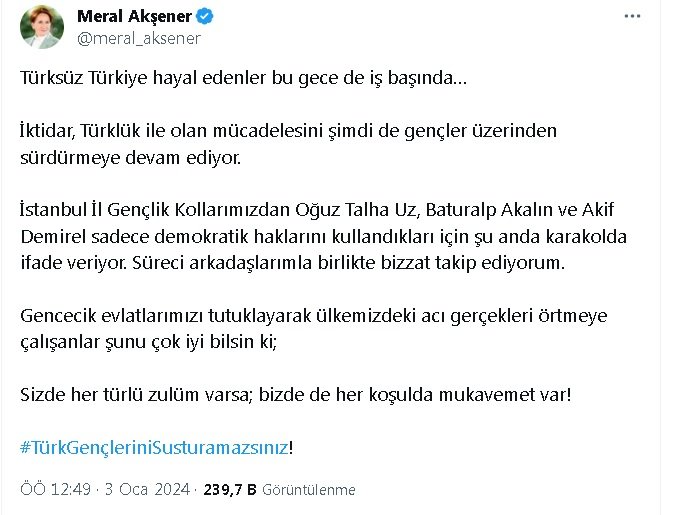 Erdoğan ve Bahçeli Broşürü Dağıtan Gençler Gözaltına Alındı, Akşener: Bu Gece de İşbaşındalar!