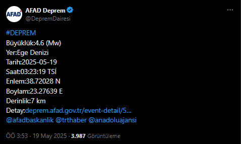 Ege Denizi Depremi