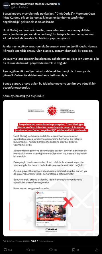 Dezenformasyonla Mücadele Merkezi Açıklaması