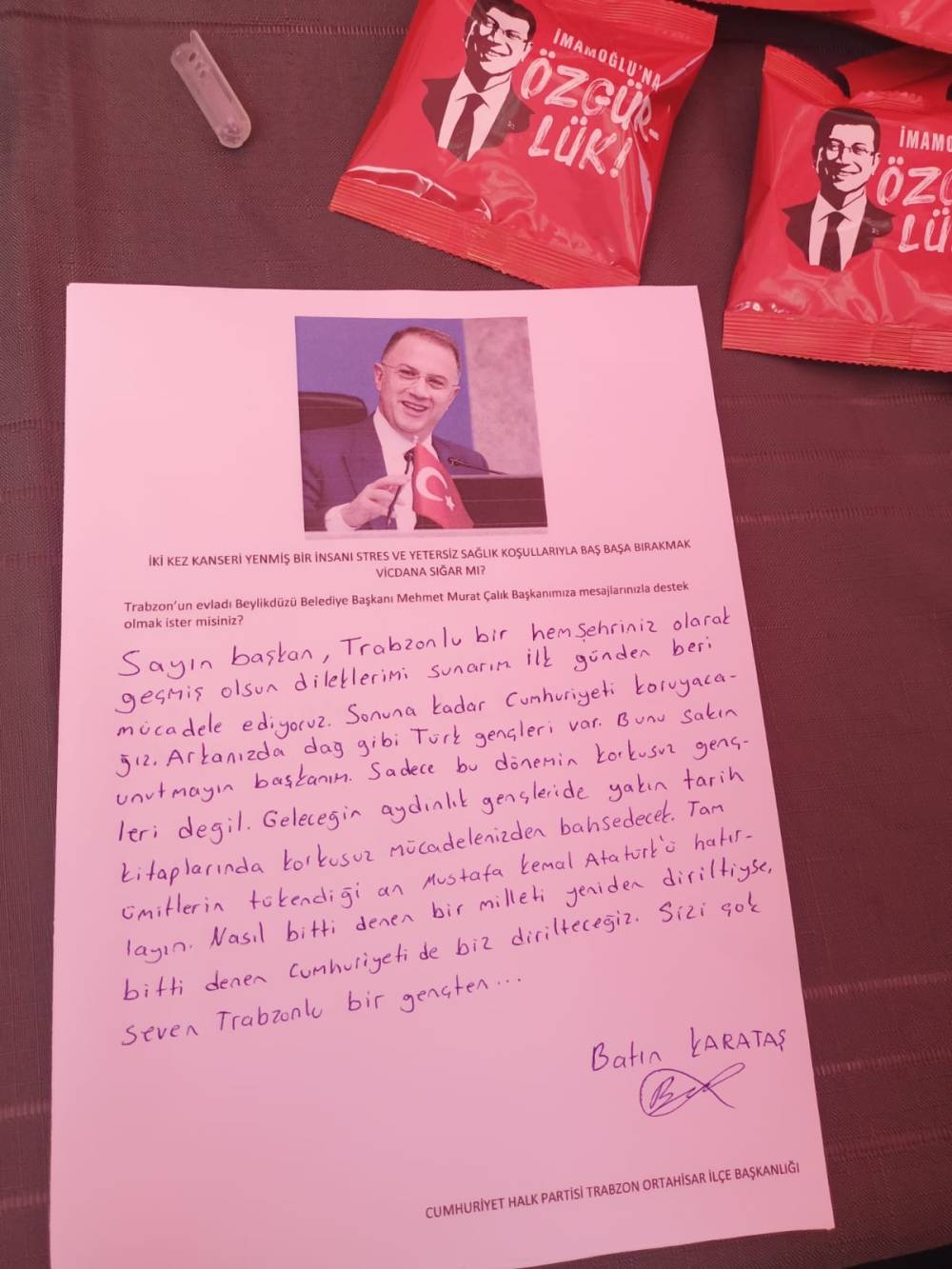 Vatandaşlardan Murat Çalık’a yüzlerce mektup